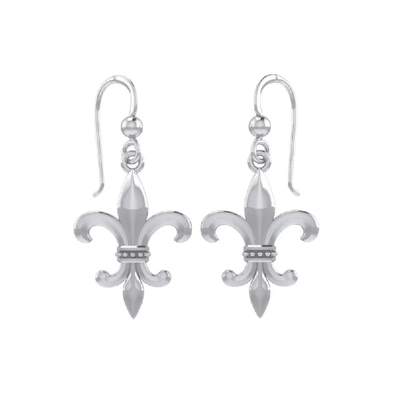 crystal earrings for women -hoop earrings for women -Fleur De Lis Sterling Silver Earrings TER117