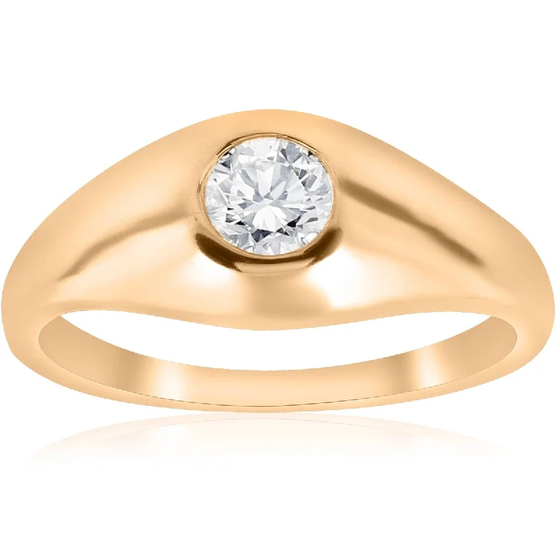 gold diamond rings for women -exquisite engagement rings for women -classic platinum engagement rings -1/2Ct Men's Round Cut Diamond Solitaire Engagement Wedding Ring 14K Yellow Gold