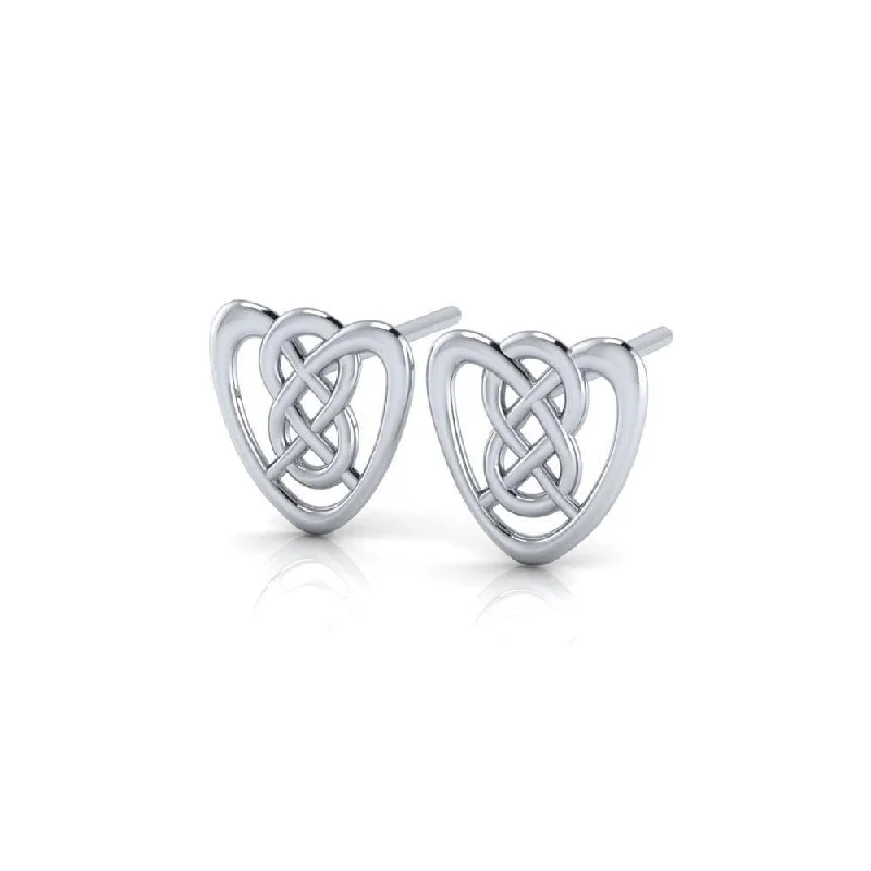 round drop earrings for women -statement earrings for women -The gift of an eternal love ~ Celtic Knotwork Heart Sterling Silver Post Earrings TER1655