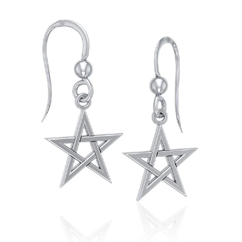 personalized diamond earrings for women -cute earrings for women -Pentagram Sterling Silver Earrings TE1174