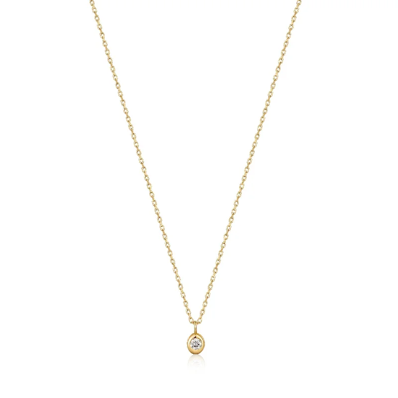 zodiac necklaces for women -trendy pendant necklaces for women -Ania Haie 14kt Gold Magma Single Diamond Necklace