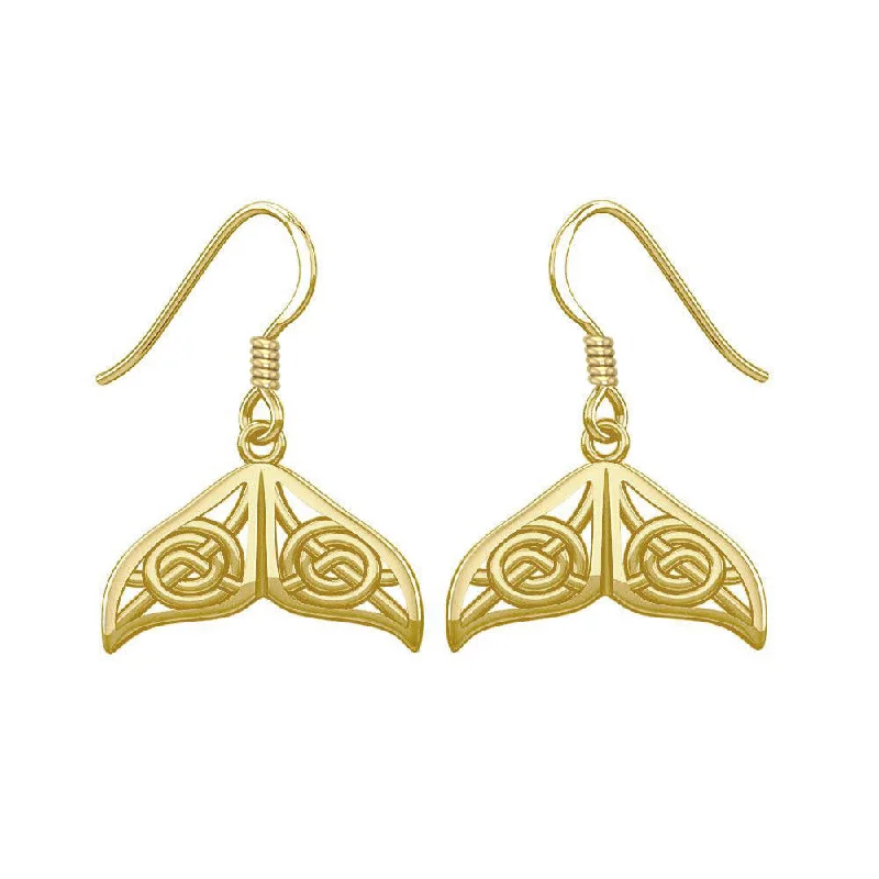 radiant earrings for women -diamond earrings for women -Celtic Knotwork Whale Tail Solid Gold Earrings GER1929