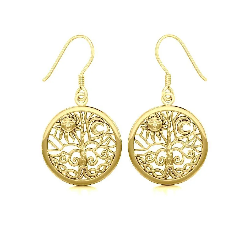 gemstone drop earrings for women -trendy earrings for women -Celtic Tree of Life Solid Gold Earrings GER060