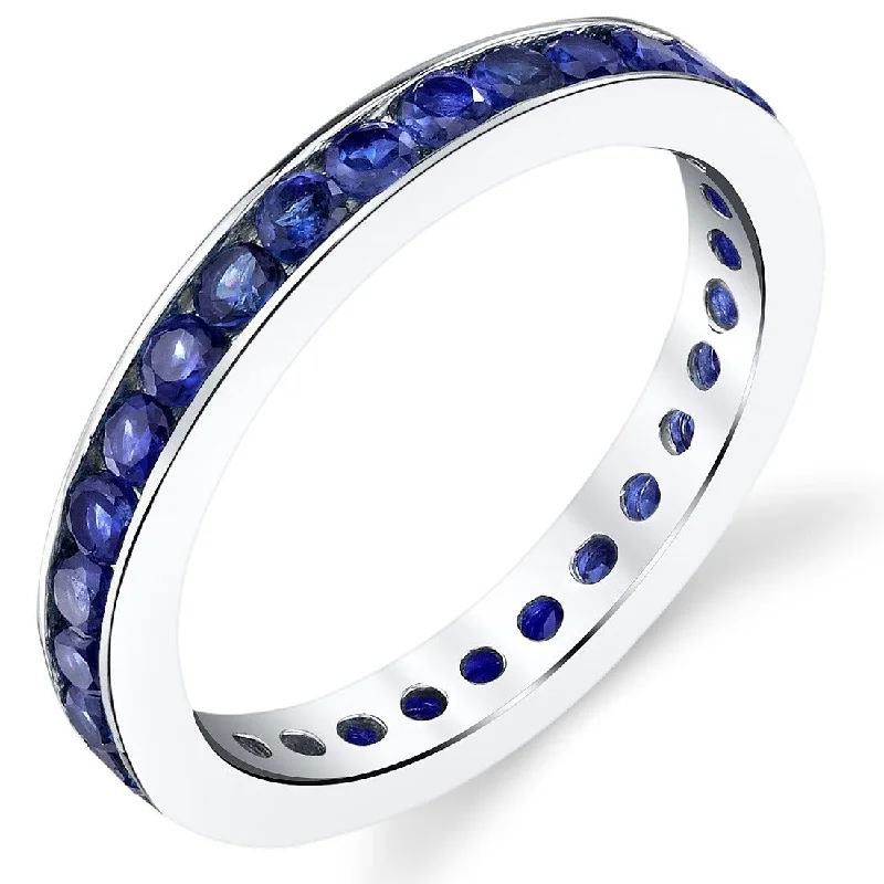 Sterling Silver 1.5 ct Created Sapphire Eternity Band Ring