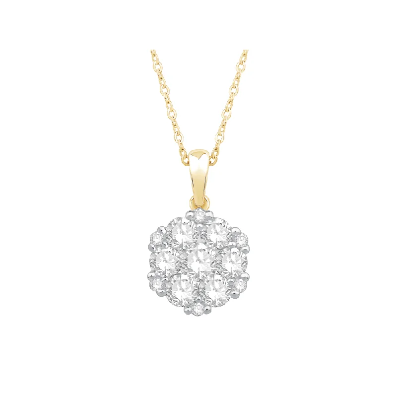 silver necklaces for women -silver necklaces for women -Flower Necklace with 3/4ct of Laboratory Grown Diamonds in 9ct Yellow Gold