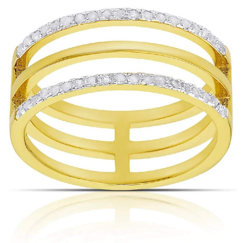 Finesque Gold over Sterling Silver Three Band Ring