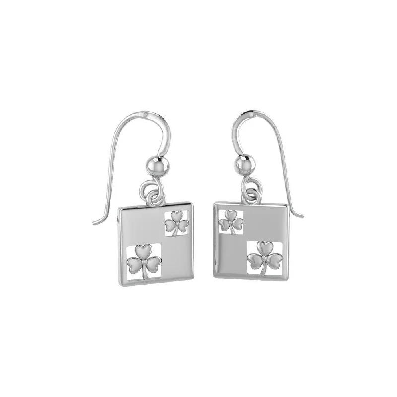 custom earrings for women -sterling silver earrings for women -Celtic Shamrock Silver Earrings TER218