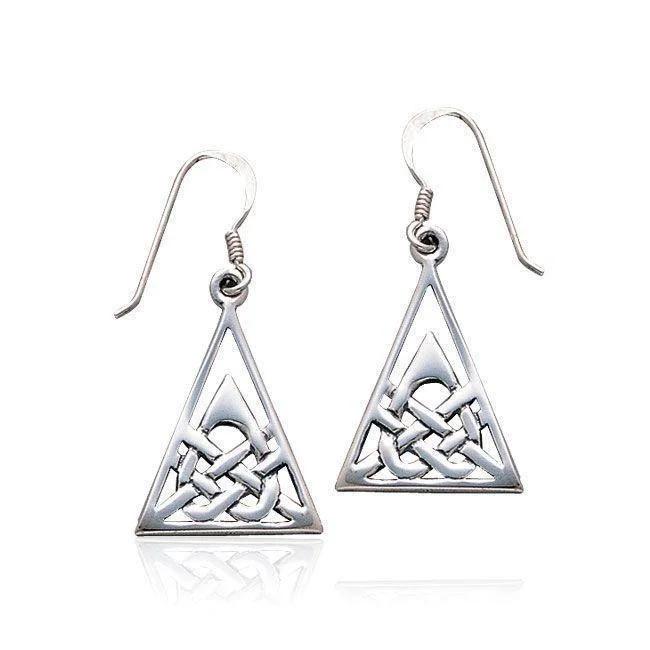 crystal chandelier earrings for women -gemstone earrings for women -Celtic Knotwork Triangle Sterling Silver Earrings TE118