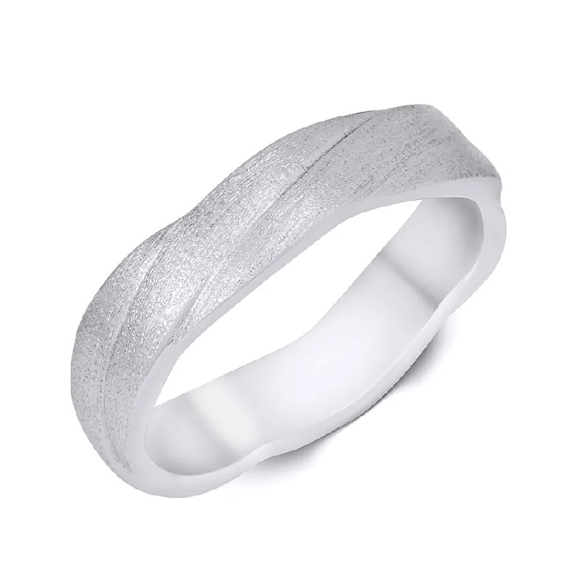 Sterling Silver 5mm Men's Textured Round Layered Infinity Band Ring