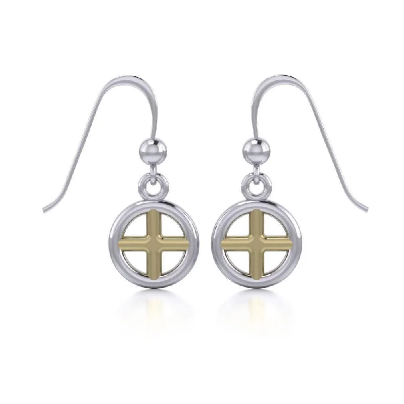 diamond earrings for women -diamond stud earrings for women -Black Magic Cross Silver & Gold Earrings MER417