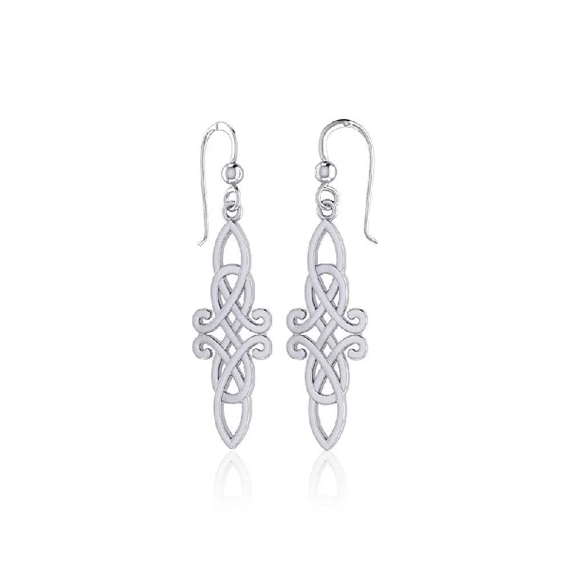 diamond drop earrings for women -statement earrings for women -Wonderful Irish Celtic Knot Sterling Silver Hook Earrings TER1762