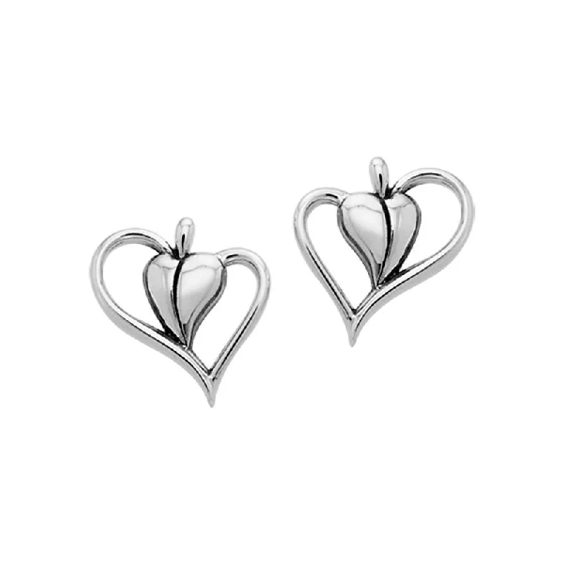 hoop earrings for women -personalized earrings for women -Citta Heart Silver Post Earrings TER1004