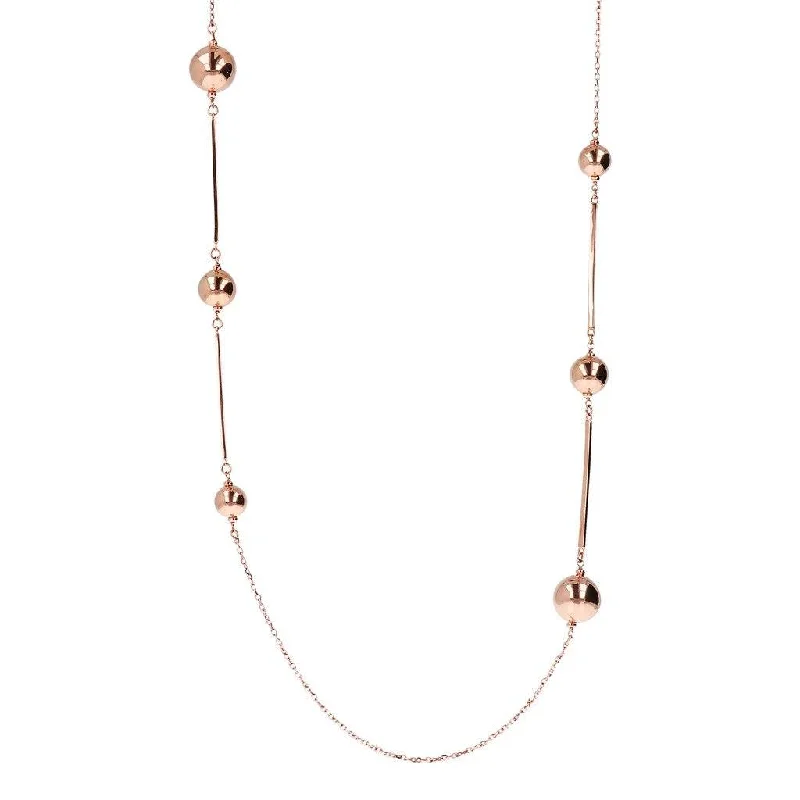 geometric necklaces for women -elegant pendant necklaces for women -Bronzallure Balls Necklace Golden Rosè