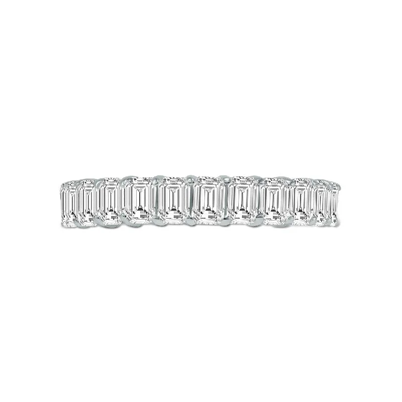 Marquee Jewels Emerald Cut Lab Grown Diamond Eternity Band in 14K White Gold (3.38 Carat TW)