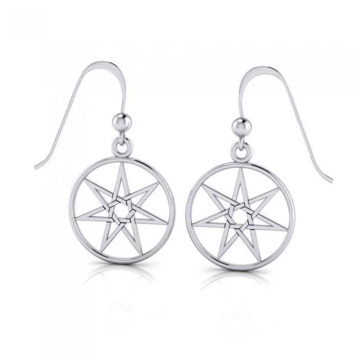 silver drop earrings for women -gold earrings for women -Fairy Pentacle Sterling Silver Dangling Earrings TE1029