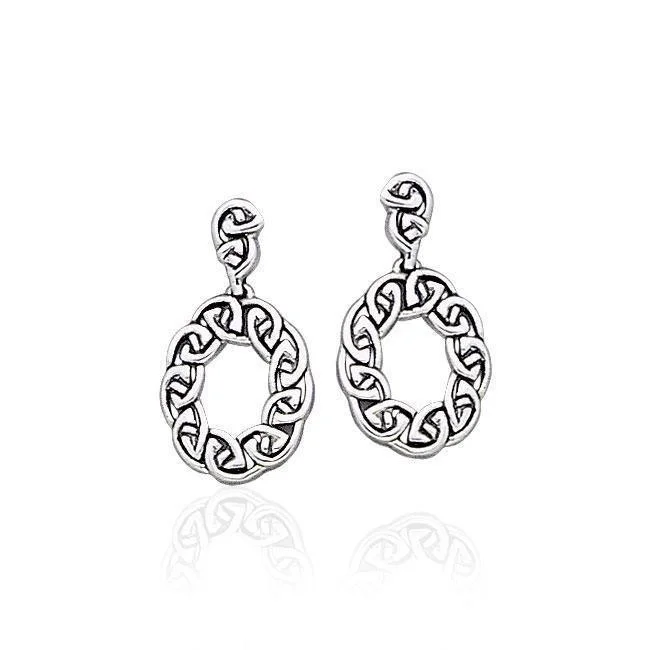 minimalist earrings for women -gemstone stud earrings for women -Celtic Knotwork Silver Earrings TE949