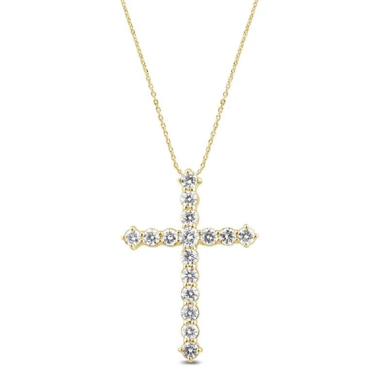 multi-layer necklaces for women -birthstone necklaces for women -Cross Necklace with 1/2ct of Laboratory Grown Diamonds in 9ct Yellow Gold