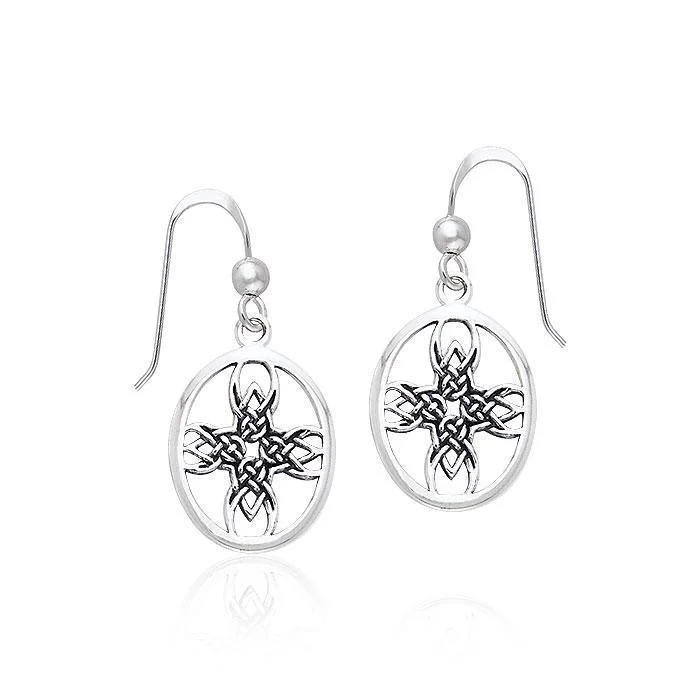 gold stud earrings for women -gold stud earrings for women -Celtic Tribal Knotwork Cross Silver Earrings TER469