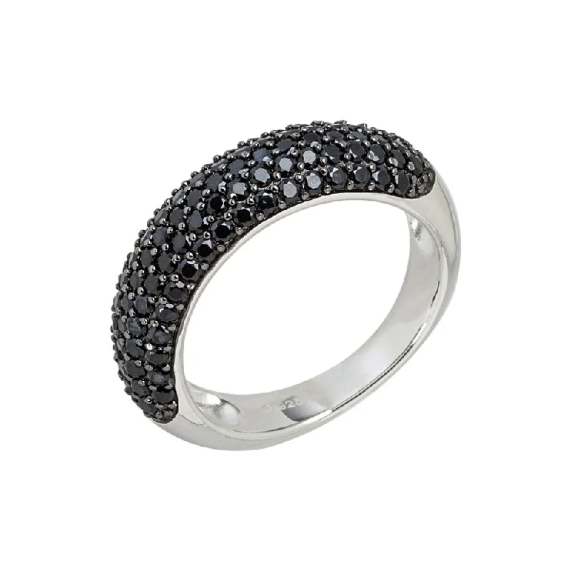 Sterling Silver Black Spinel Stack Band Ring