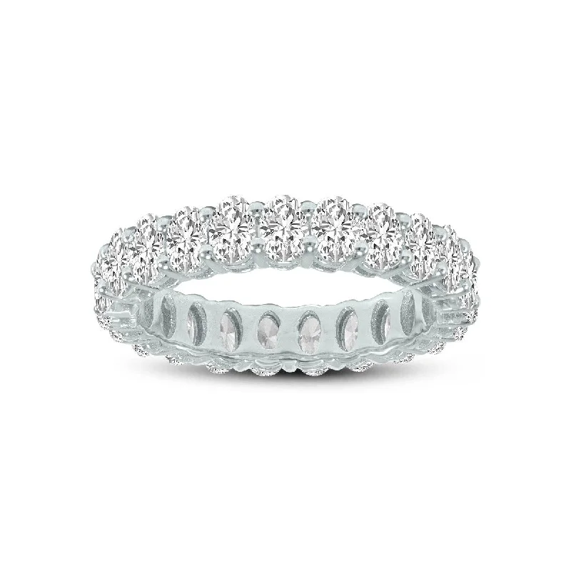 Marquee Jewels Oval Lab Grown Diamond Eternity Band in 14K White Gold (6.80 Carat TW)