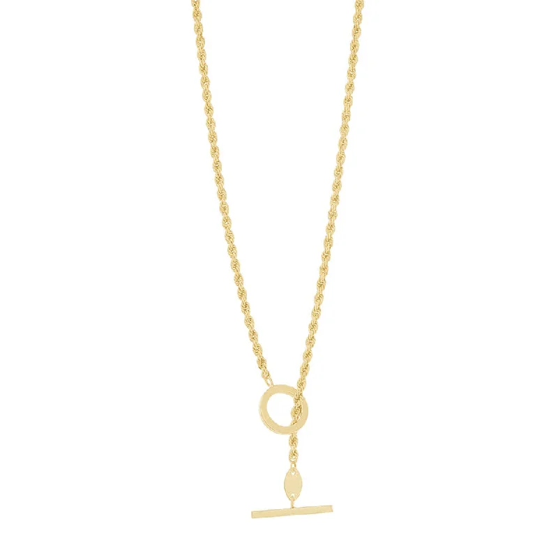 simple gold necklaces for women -luxury diamond necklaces for women -9ct Yellow Gold Silver Infused Rope Necklace With Fob and Circle