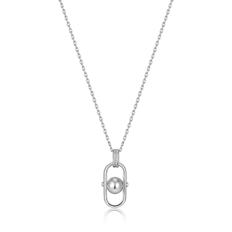 gemstone pendant necklaces for women -crystal necklaces for women -Ania Haie Silver Orb Link Drop Pendant Necklace