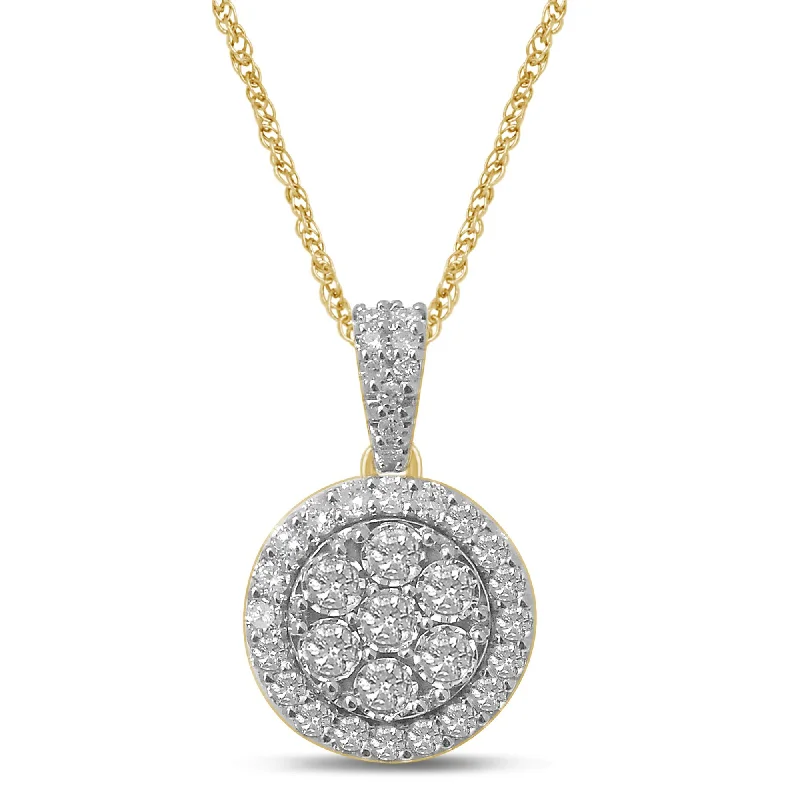 bridal necklace sets for women -unique gold necklaces for women -Brilliant Miracle Halo Necklace with 1.00ct of Diamonds in 9ct Yellow Gold