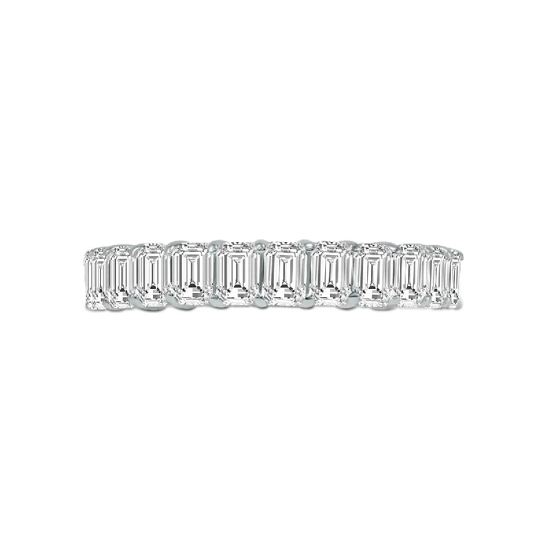 Marquee Jewels Emerald Cut Lab Grown Diamond Eternity Band in 14K White Gold (2.90 Carat TW)