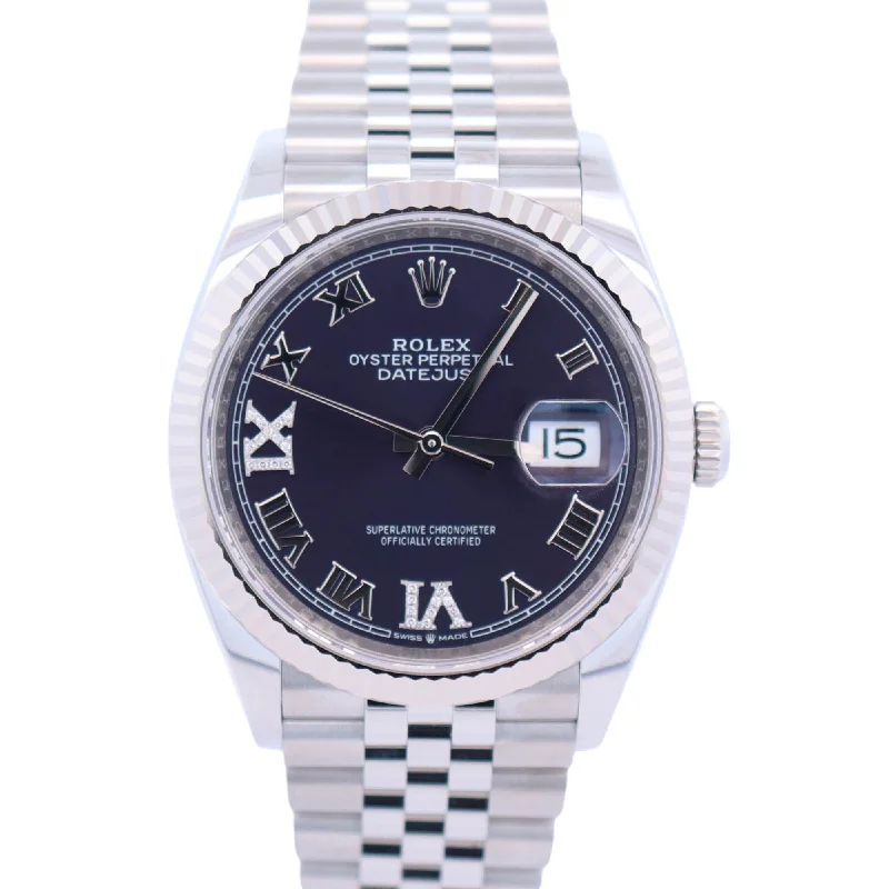 Rolex Datejust 36mm Stainless Steel Purple Dial Watch Ref# 126234