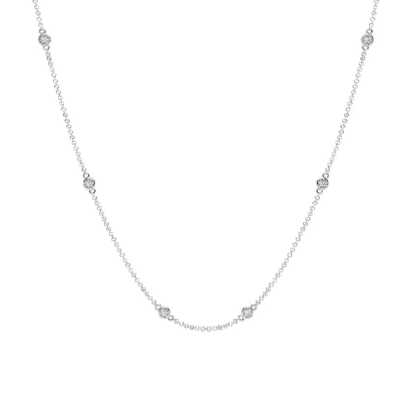 vintage necklaces for women -rose gold necklaces for women -Mirage 6 Station Necklace with 0.10ct of Laboratory Grown Diamonds in Sterling Silver and Platinum