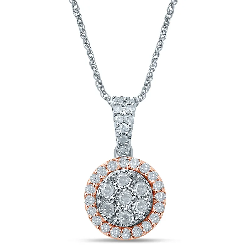 eternity necklaces for women -stylish necklaces for women -Brilliant Miracle Halo Necklace with 1/2ct of Diamonds in 9ct Rose Gold & Sterling Silver