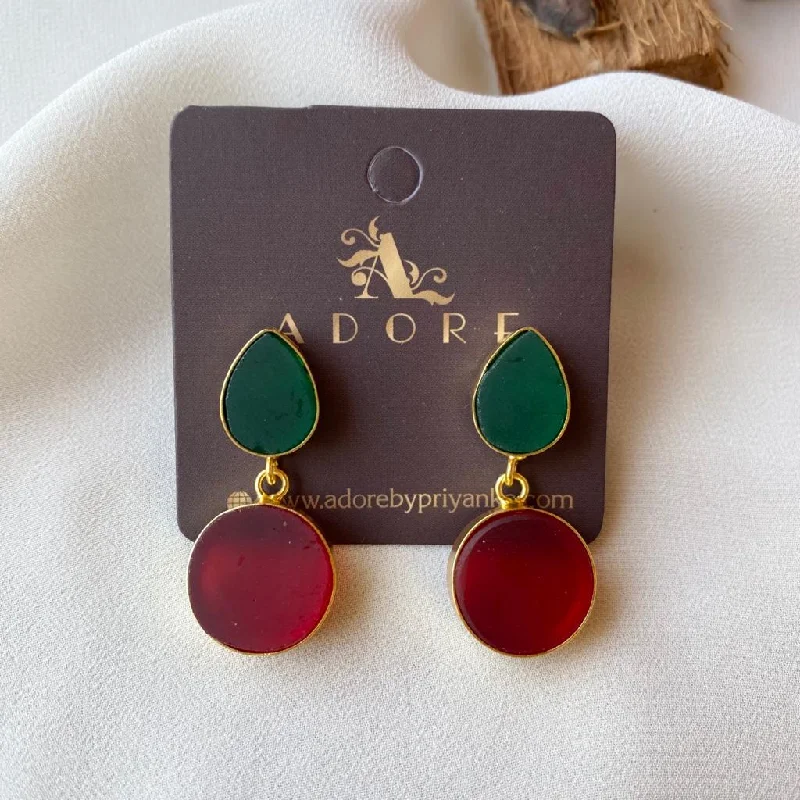 colorful earrings for women -statement earrings for women -Multicolour Tilak Raw Stone Earrings