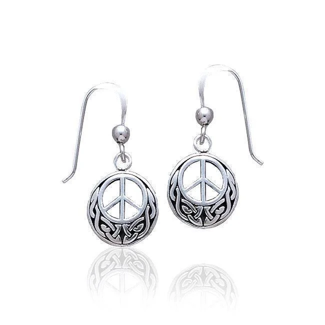 elegant stud earrings for women -silver hoop earrings for women -Celtic Knotwork Peace Sterling Silver Earrings TE2631