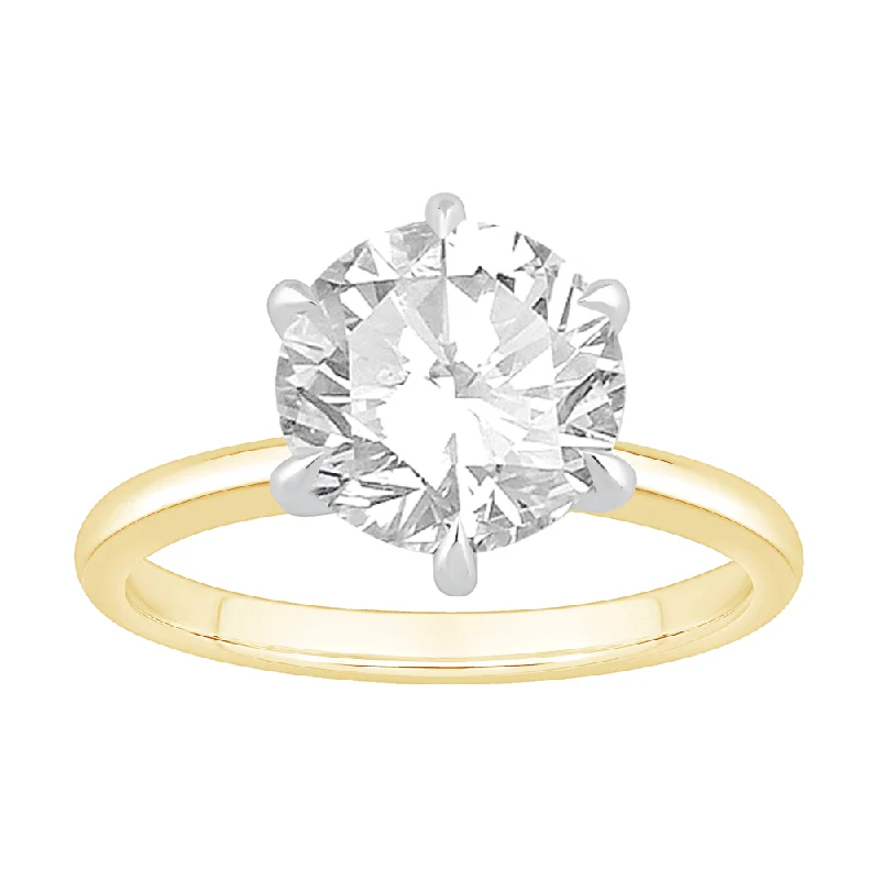 crystal necklaces for women -layered necklaces for women -3.00ct Laboratory Grown Diamond Six Claw Solitaire Ring in 18ct Yellow Gold and 18ct White Gold