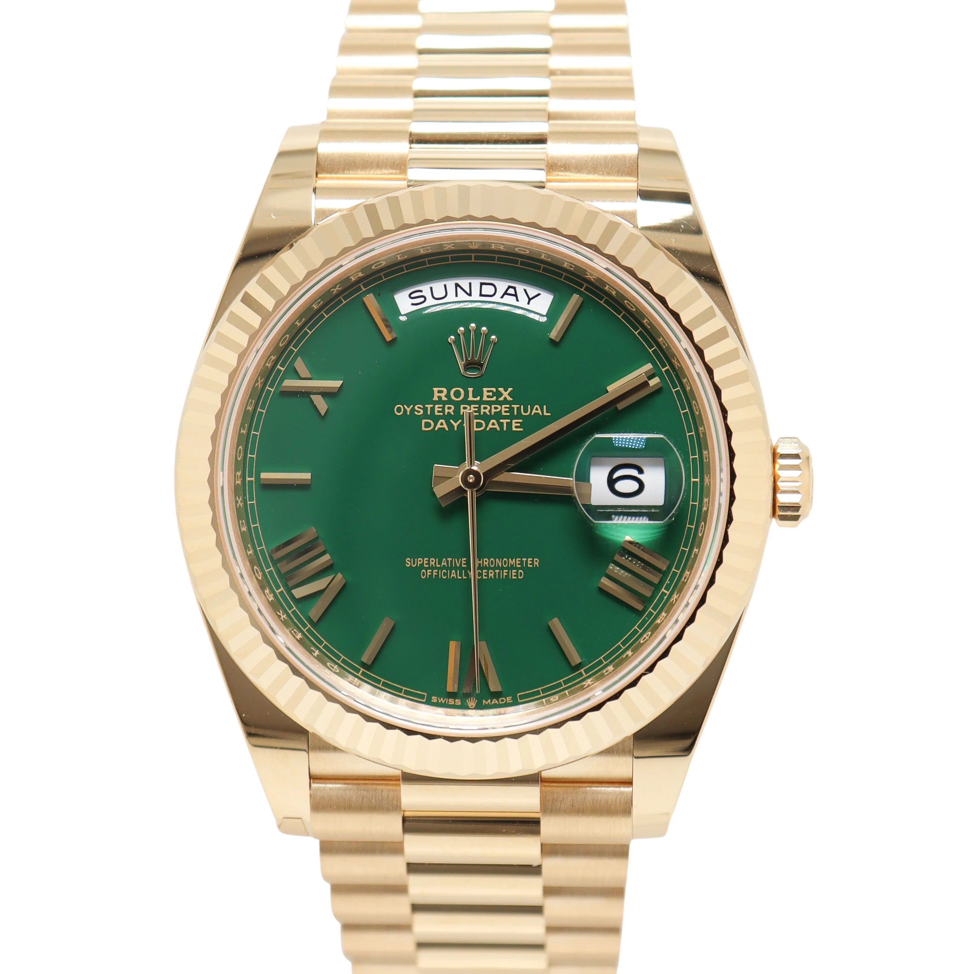 Rolex Day-Date 40mm Green Dial Watch Ref# 228238