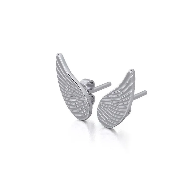 trendy earrings for women -luxury earrings for women -Angel Wing Silver Post Earrings TER1923