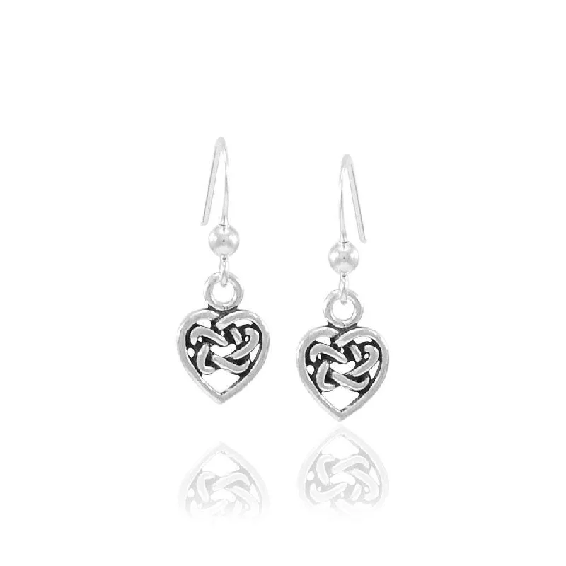 affordable earrings for women -sterling silver earrings for women -Celtic Knotwork Heart Sterling Silver Earrings TE2598