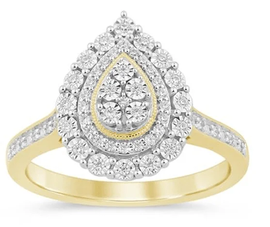 wedding necklaces for women -infinity necklaces for women -Pear Halo Ring with 0.15ct of Diamonds in 9ct Yellow Gold