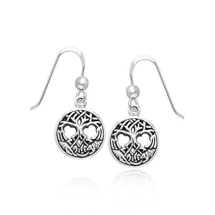 custom earrings for women -statement earrings for women -Celtic Knotwork Tree of Life Silver Earrings TER967