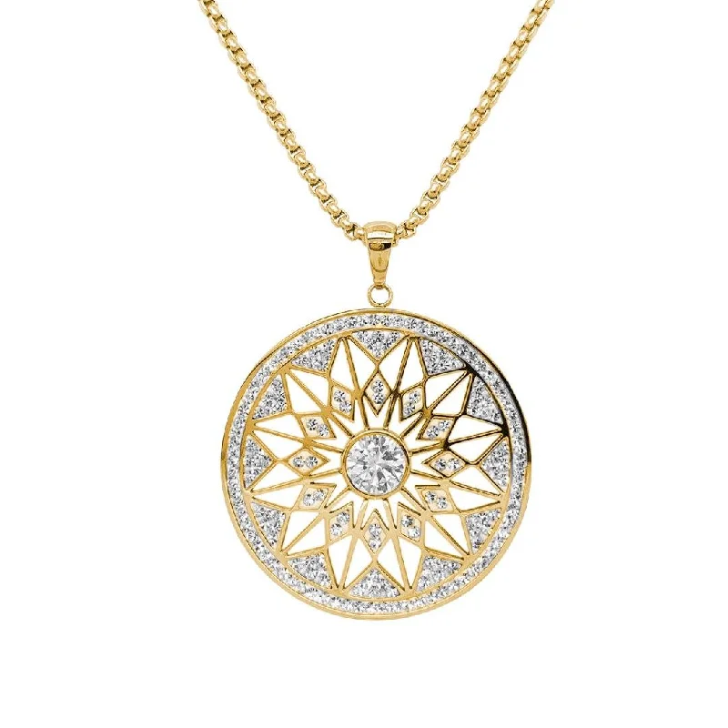 diamond necklaces for women -diamond necklaces for women -Yellow Pave Crystal Star Necklace in Stainless Steel