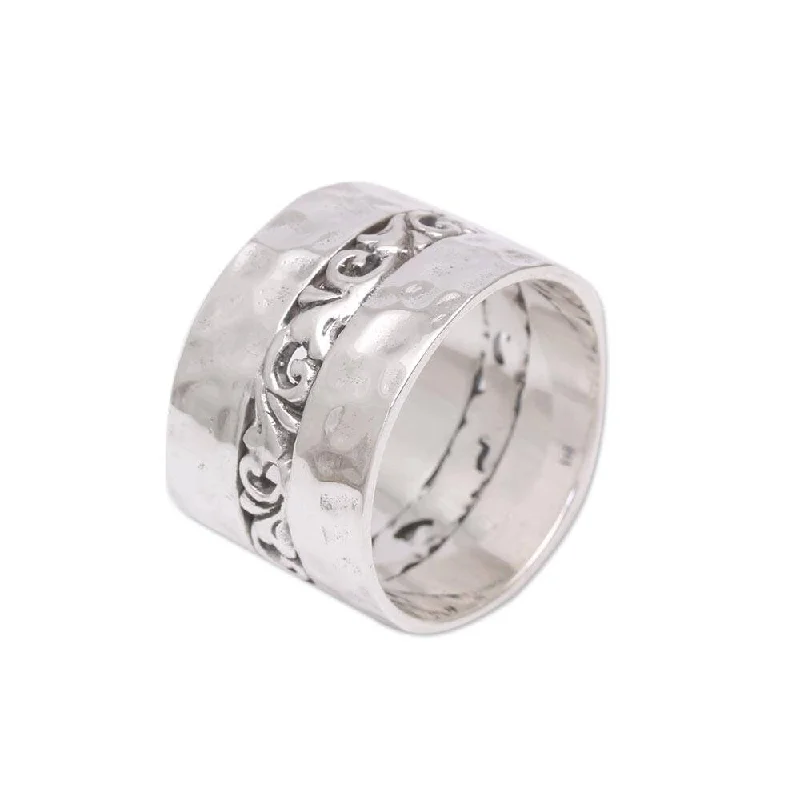 NOVICA Around the Vines, Sterling silver band ring