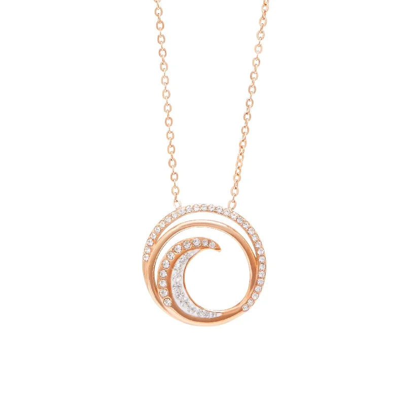 silver chain necklaces for women -romantic necklaces for women -Crystal Open Swirl Necklace in Rose Stainless Steel