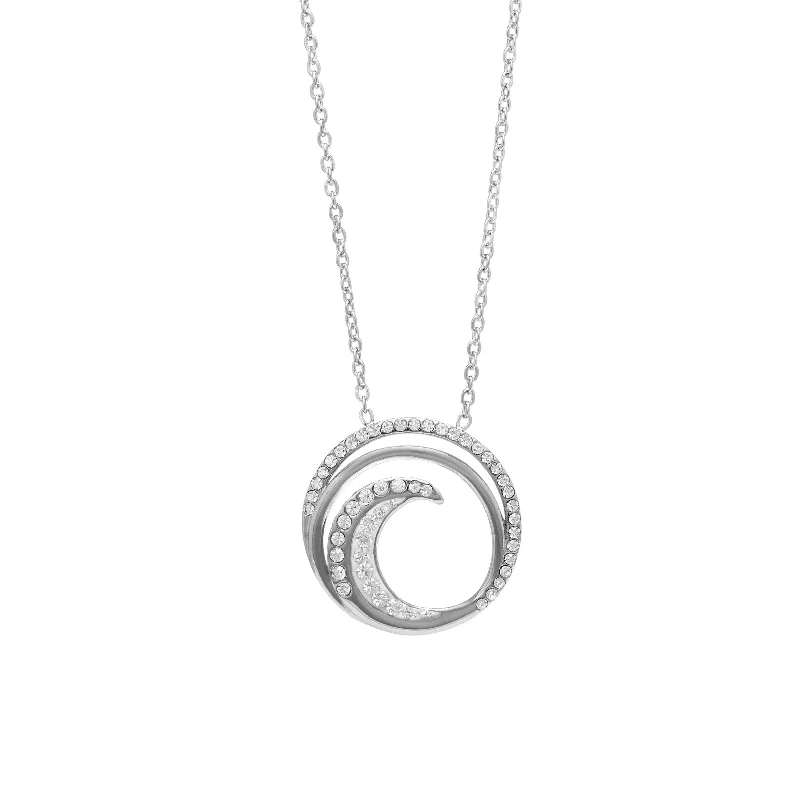 wedding necklaces for women -infinity necklaces for women -Crystal Open Swirl Necklace in Stainless Steel