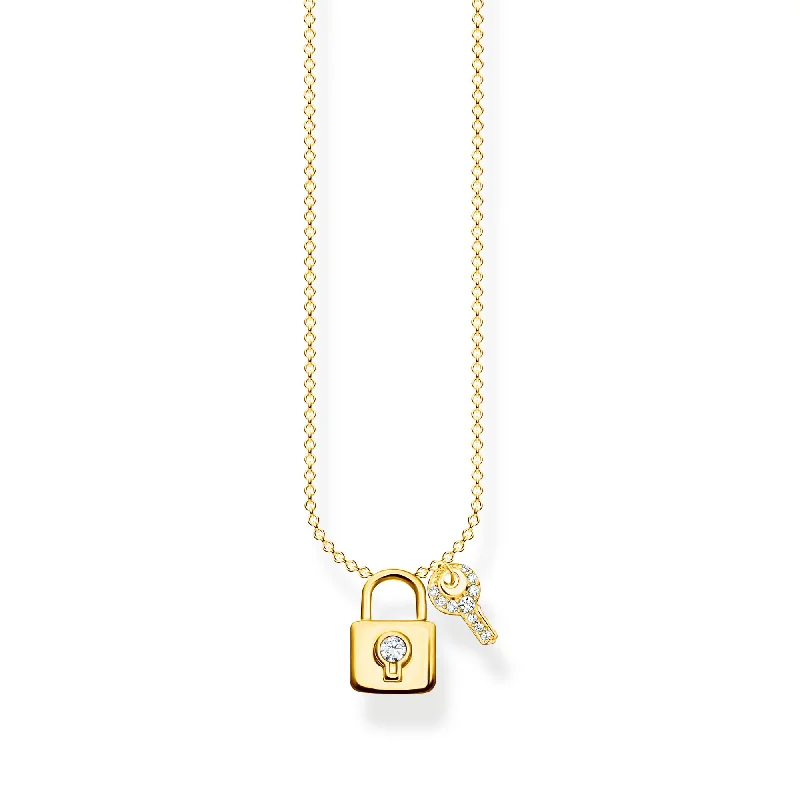 luxury necklaces for women -classic necklaces for women -Thomas Sabo Necklace Lock With Key Gold