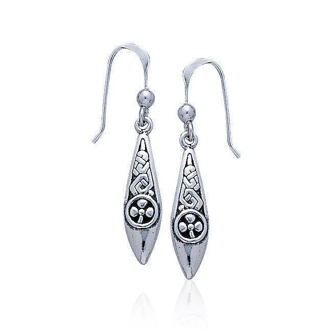 chandelier earrings for women -sterling silver earrings for women -Celtic Knotwork Shamrock Sterling Silver Earrings TE2600