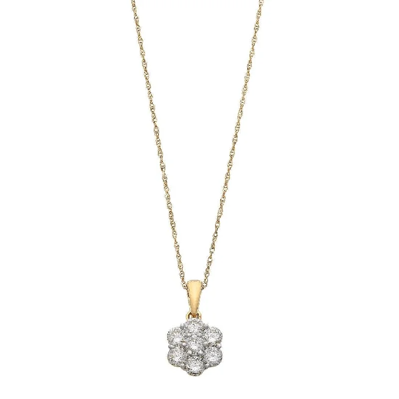 simple necklaces for women -diamond pendant necklaces for women -Meera Flower Necklace with 1.00ct of Laboratory Grown Diamonds in 9ct Yellow Gold