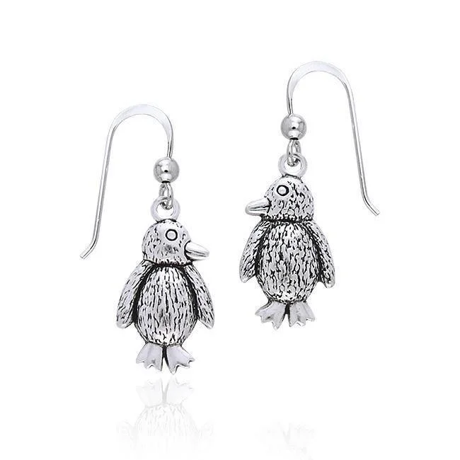 personalized earrings for women -sterling silver earrings for women -Silver Penguin Earrings TER362