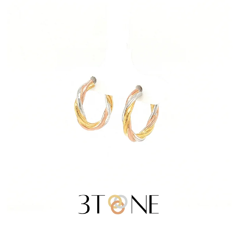 radiant earrings for women -gold stud earrings for women -3Tone Collection - Unity Earrings Ref :3CIRCE01