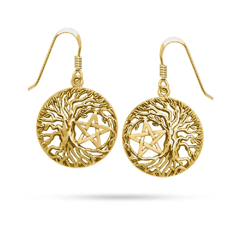 sparkling earrings for women -cute earrings for women -Mickie Mueller Tree Pentacle Solid Gold Earring GER1106