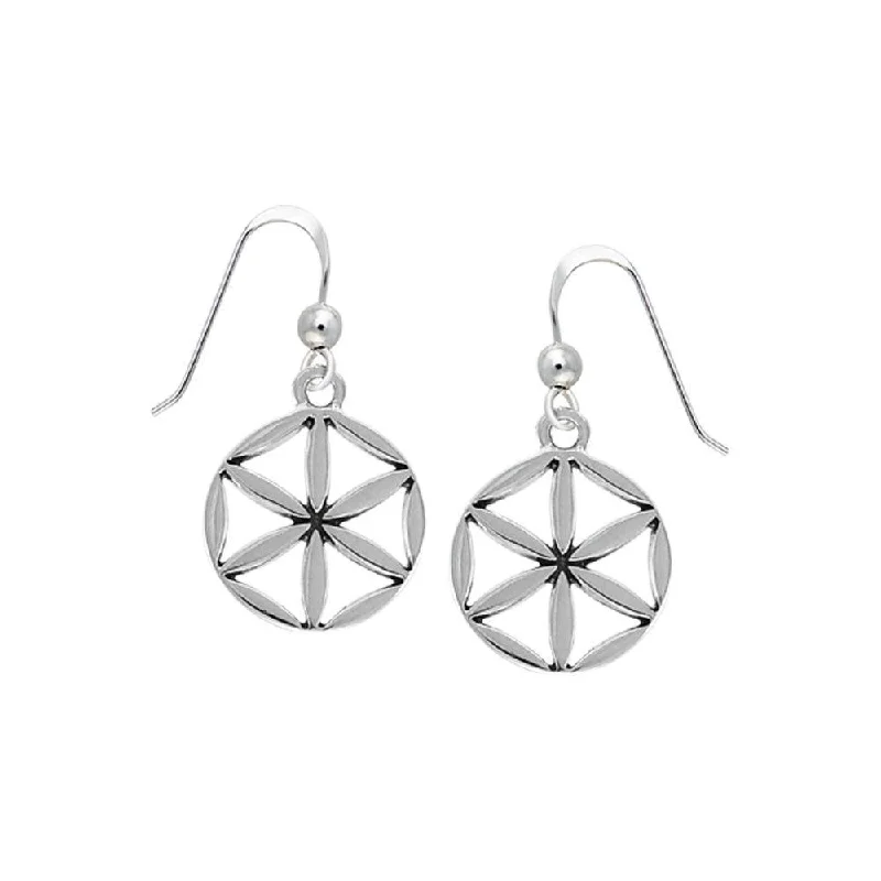 matching earrings and bracelet sets -trendy earrings for women -Flower of Life Silver Earrings TER1393